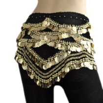  Velvet and Gold Coin Hip Scarf 