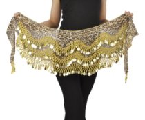 Leopard Print and Gold Coin Hip Scarf 